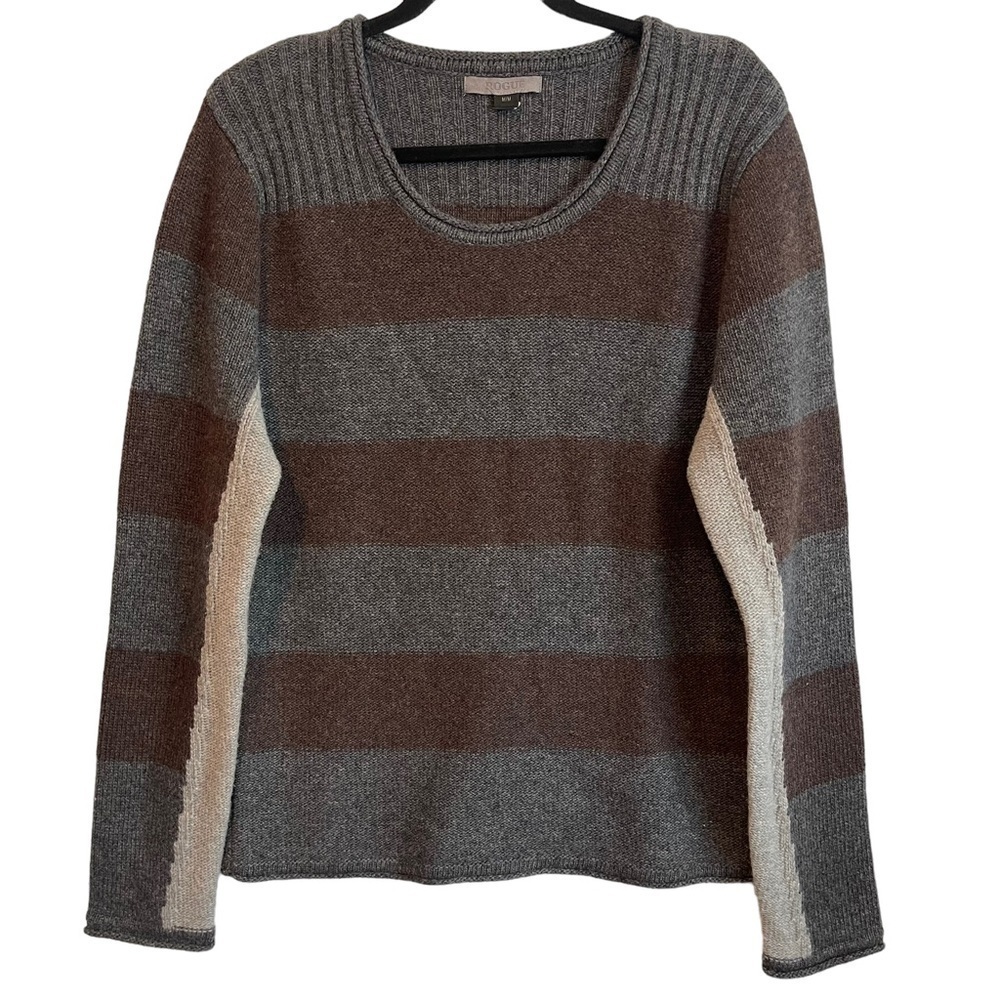 Rogue Striped Wool Blend Scoop Crewneck Pull Over Sweater Men's Size Medium